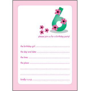 6 Years Old Girl  PRETTY 10 Childrens Birthday Party Invitations BPIF-19 Pink 