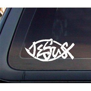 Jesus Fish Graffiti Christian Car Decal Sticker