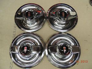 Oldsmobile Rally Wheel Center Caps w 2 Bar Spinners 442 Cutlass Chevy Olds