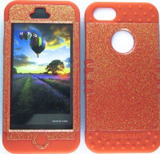 3 IN 1 HYBRID SILICONE COVER FOR APPLE IPHONE 5 HARD CASE SOFT RED RUBBER SKIN GLITTER LT RED RD KG009 KOOL KASE ROCKER CELL PHONE ACCESSORY EXCLUSIVE BY MANDMWIRELESS: Cell Phones & Accessories