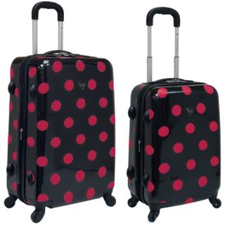 Travelers Club 2 Piece Pink Polka Dot ABS Luggage Set with 4 Wheel System   Luggage Sets