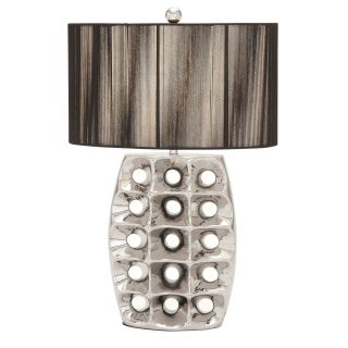 Casa Cortes Artisan 28 inch High Brushed Silver Ceramic Table Lamp