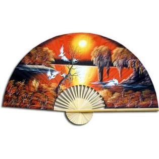 Oriental Furniture  Asian Sunrise Wall Fan   (Size: 60W x 35H)