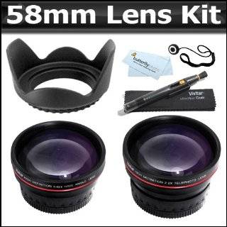  2x Tele/0.5x Wide Angle Lens Set for Canon EOS 18 55mm EFS Lens 