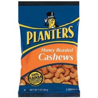 Planters Cashews, Honey Roasted, 3 Ounce Bags (Pack of 12)