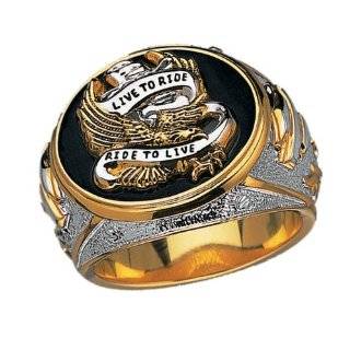 Sterling Silver Harley Davidson Mens Live To Ride Ring