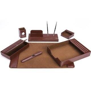 Majestic Goods Office Supply Leather DeskSet, Brown 7 Piece (105 DSG7)