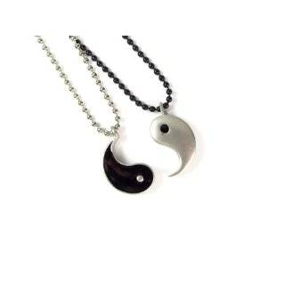  2 Piece Yin Yang Friendship Pewter Pendant Necklace 