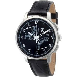   Fly Back Chronograph Two Tone Black Leather Strap Watch Watches