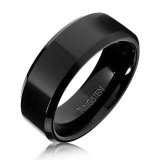 Bling Jewelry 8mm Black Tungsten Carbide Mirror Finished Mens Wedding 
