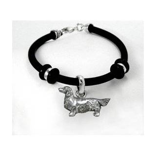   Long Haired Simple Rubber Bracelet with Sterling Silver Charm
