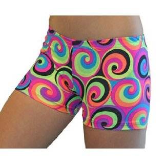   Juniors/Womens Spandex Shorts, 3 Inch Inseam, Groovy Print: Clothing