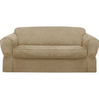 Maytex Piped Suede 2 Piece Slipcover Sofa, Tan